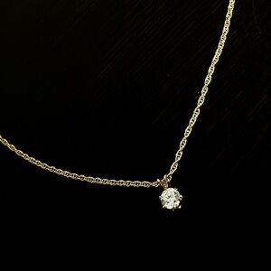 Gold Chain Necklace with Solitaire Diamond Pendant